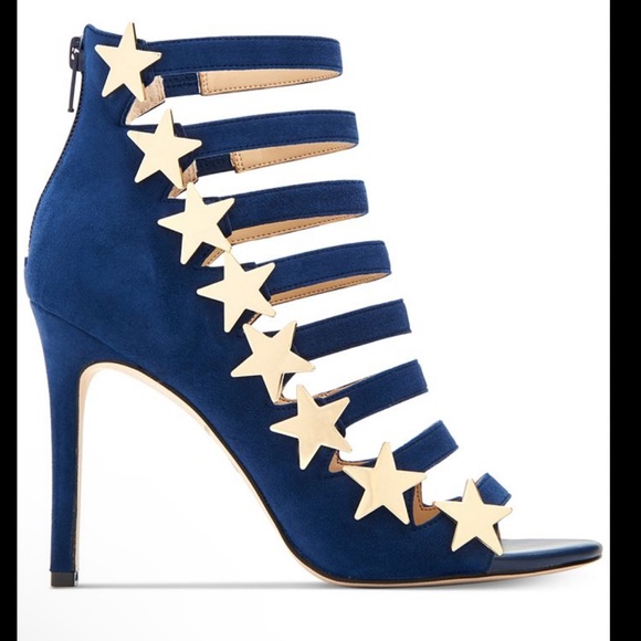 Katy Perry Collections Shoes - Katy Perry Collections Navy Blue Suede Star-Strap High Heel Sandals